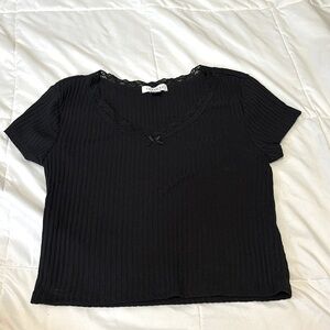 black top with lace collar